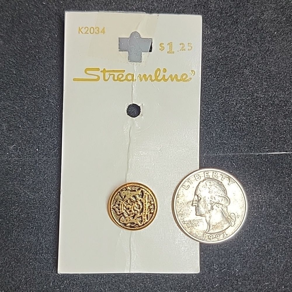 Streamline Vintage Black Gold Round Metal Button K2034 - Picture 5 of 8